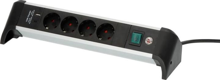 Produktbild Brennenstuhl Steckdosenleiste ALU-Office-Line 4fach 1,8m USB (4 x, USB-A, 1.80 m)