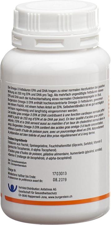 Nutritional values and ingredients Burgerstein Omega-3 EPA (100 pcs., Capsules, 100 ml)