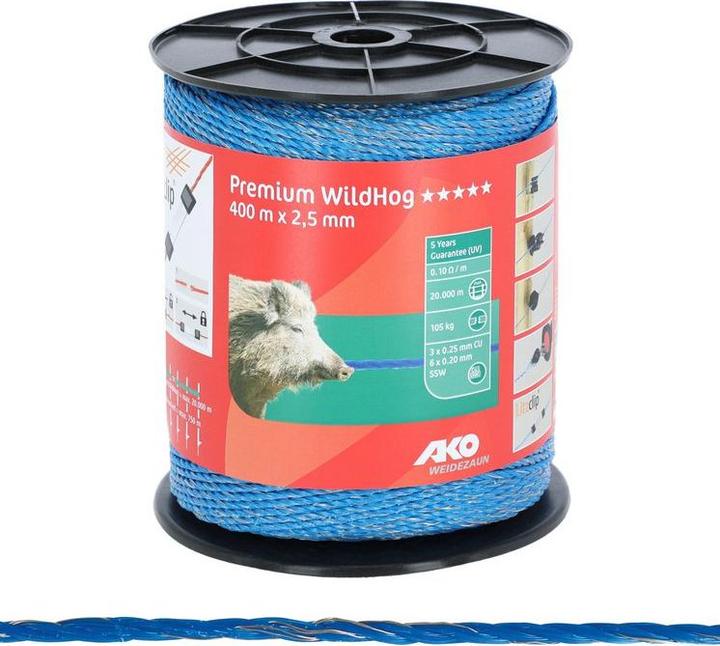 Produktbild AKO Litze, Premium Wildhog, blau 400 m x 2,5 mm