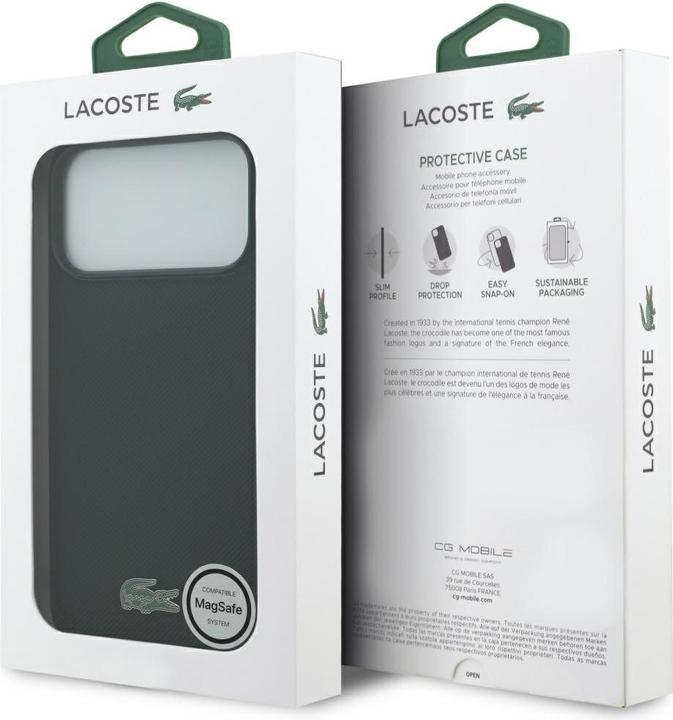 Actual product image Lacoste - Hardcase Petit Pique Lacquer Logo MagSafe (LCHMP17XPLAK) - iPhone 17 Pro Max - Black (Apple iPhone 17 Pro Max)
