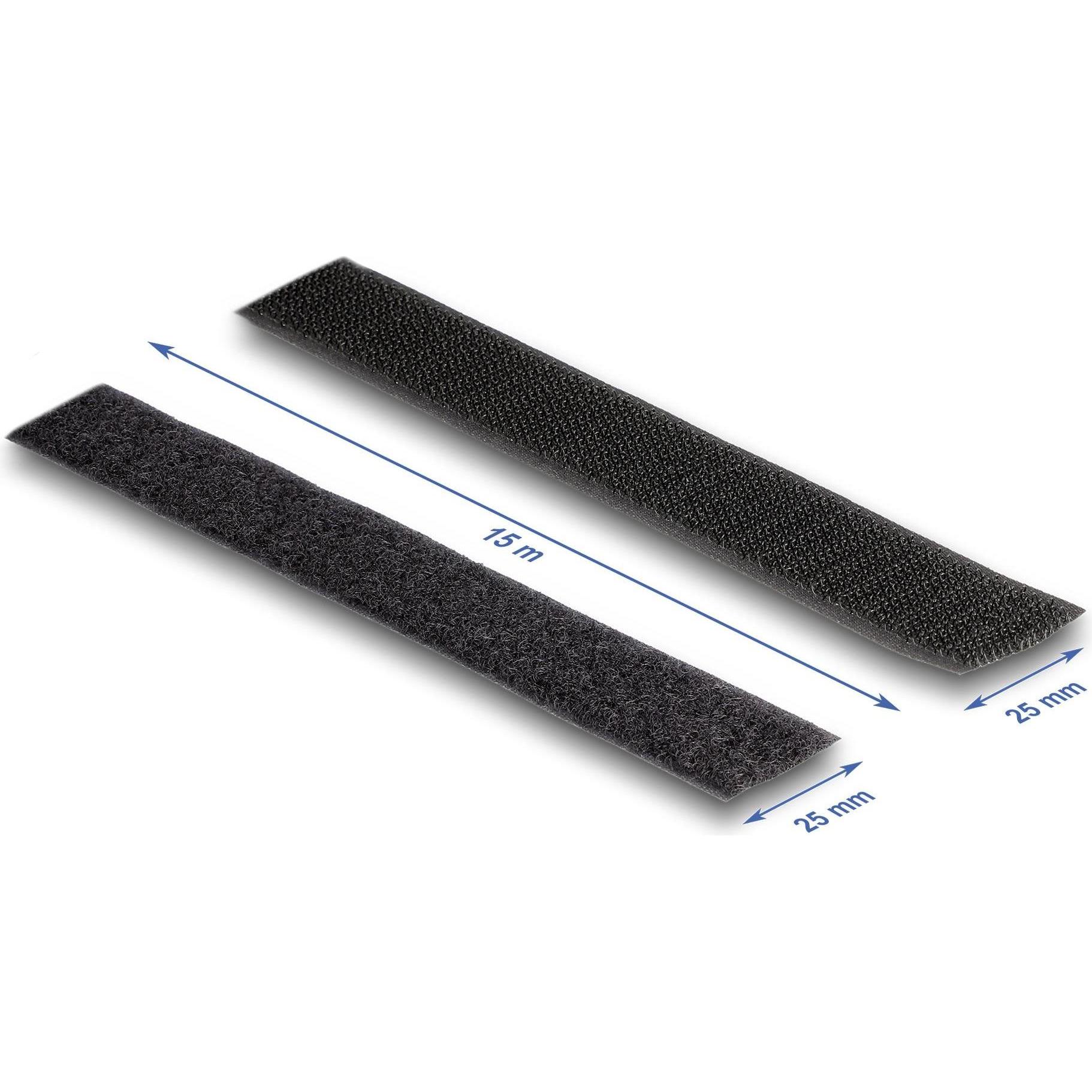 Thumbnail - Delock, Klettband, Klettband 15m x 25mm Strapazierfähig Schwarz (25 mm)