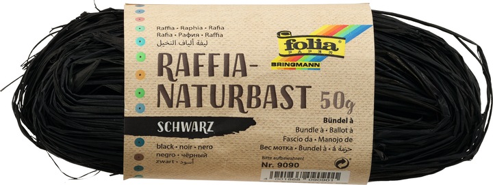 Actual product image Folia Bringmann natural raffia 50g black (Gift ribbon, 1 x)