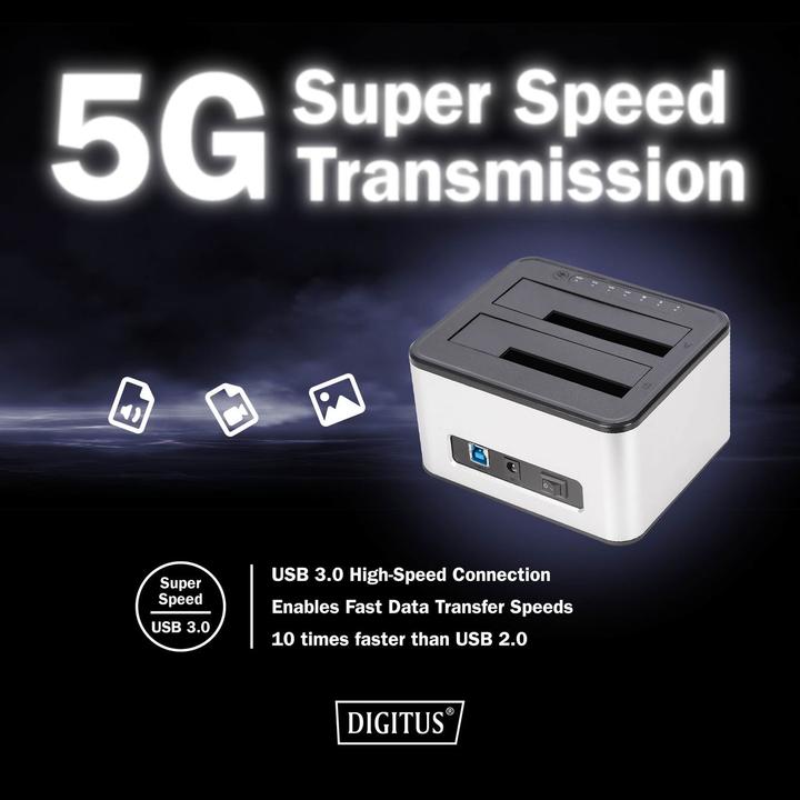 Image du produit Digitus Station d'accueil USB 3.0 Dual SATA HDD 2,5"/ 3,5