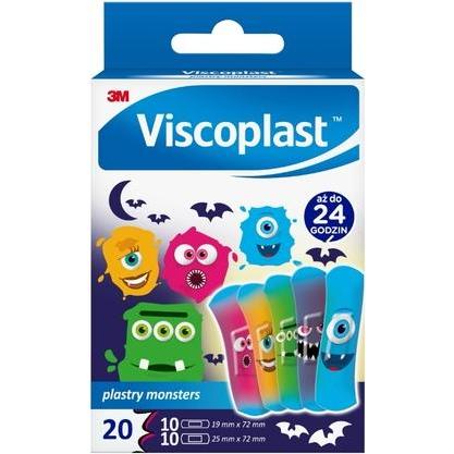 Viscoplast, Cerotti, Cool Adhesive Bandages Monsters Design 20 Pieces (20x)