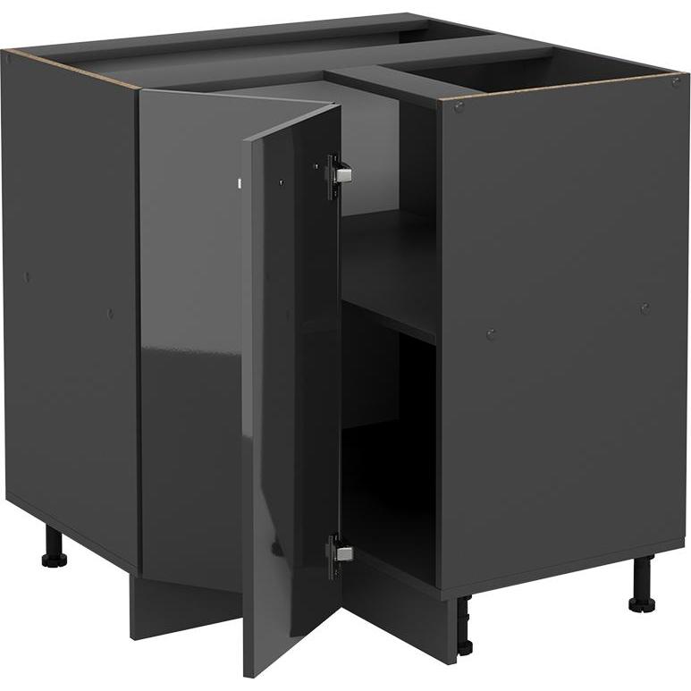 Vicco, Regal, Eckunterschrank R-Line, Anthrazit Hochglanz/Anthrazit, 75.6 cm ohne Arbeitsplatte