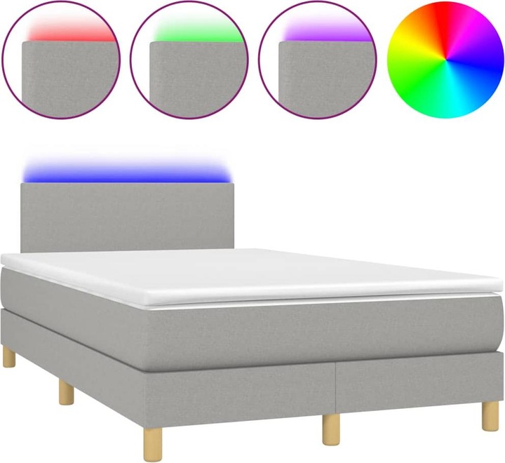 Produktbild VidaXL Bo x springbett mit Matratze & LED 120 x 190 cm Stoff (120 x 190 cm)