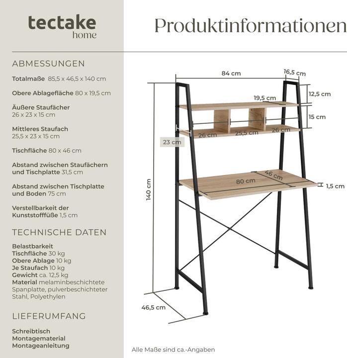 Immagine prodotto tectake Exeter (85,5 x 46,5 x 140 cm)