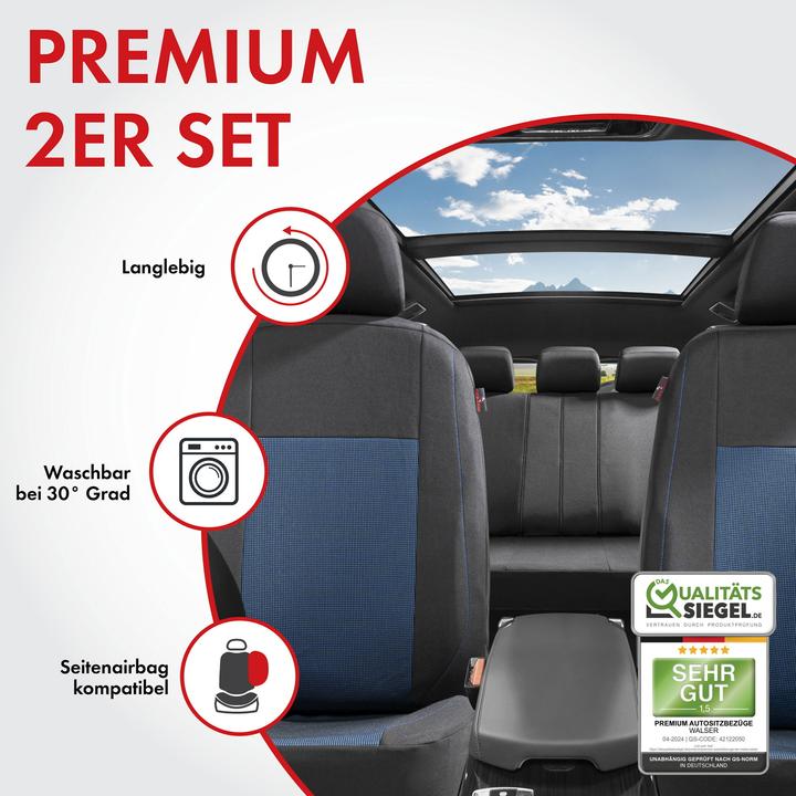 Produktbild Walser Autositzbezug ZIPP-IT Premium Ardwell, PKW-Schonbezüge Komplettset mit Reiverschluss-System schwarz