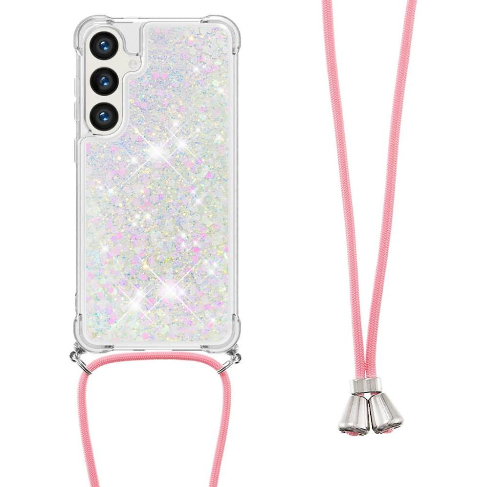 Cover-Discount Galaxy S26 - Glitzer Hülle mit Kordel, Cordino per smartphone, Argento