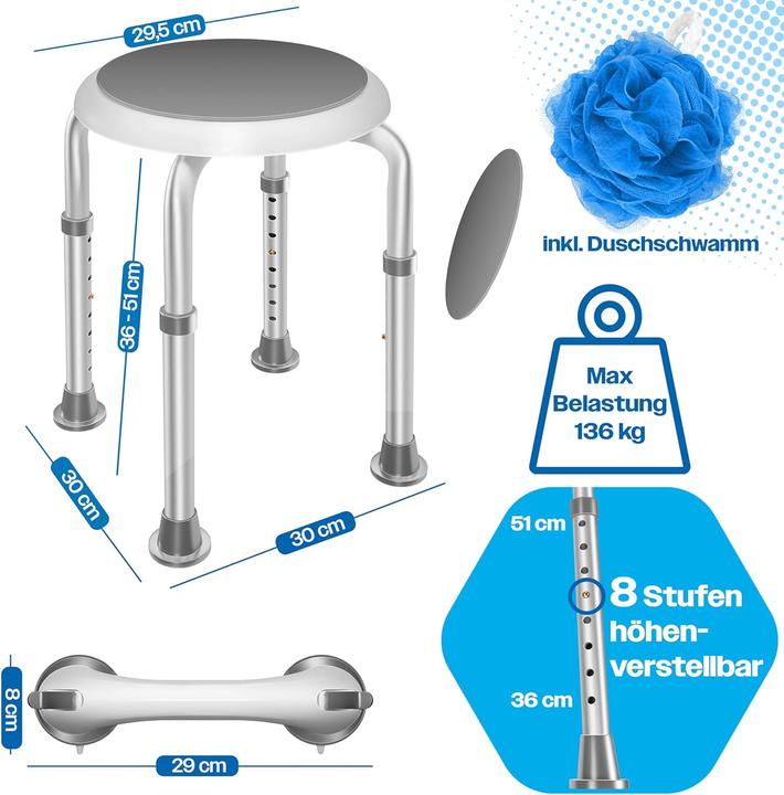 Produktbild Kesser Duschhocker höhenverstellbar (136 kg)