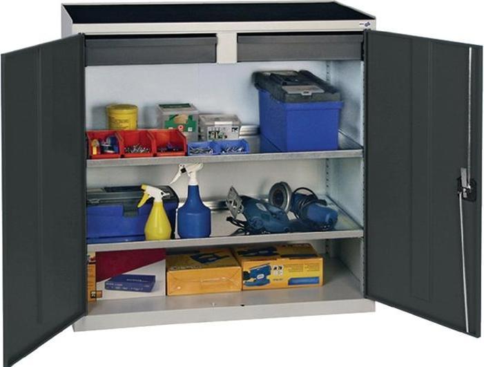 Actual product image Tool/storage cupboard H1000xW1000xD500 mm 1 drawer, 2 shelves light grey, RAL 7035/light grey,... (56.50 cm, 100 cm)