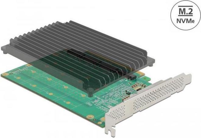 Produktbild Delock PCI Expr x16 Karte > 4x int NVMe M.2 Key M Kühlkörper