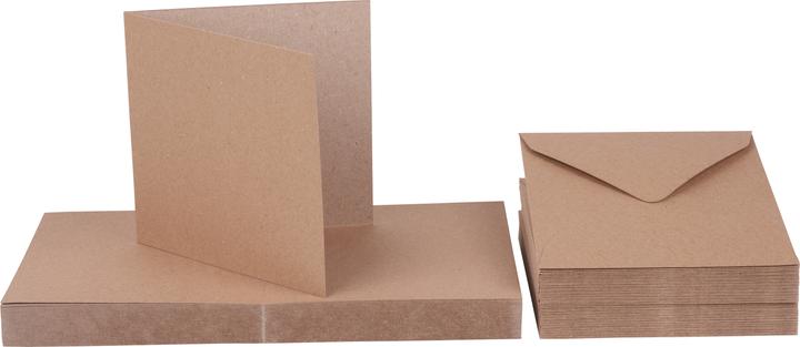 Craft UK Limited XXL double cards with envelopes "Kraft paper", 12.5 x 12.5 cm, 50 pieces (50 pcs.)
