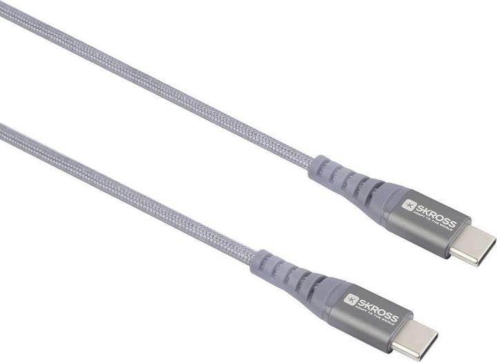 Actual product image Skross USB Cable USB-C to USB-C Cable 2.0, Braiding, 2.00m space gray (2 m, USB 2.0, 36 W)
