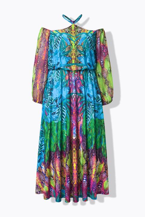 Produktbild Ulla Popken Offshoulder-Maxikleid, Chiffon, blickdichtes Unterkleid (52)