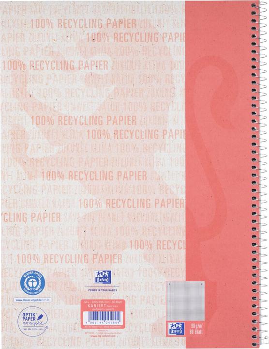 Produktbild Oxford RECYCLING - Collegeblock kariert (A4, Kariert, Weicher Einband)