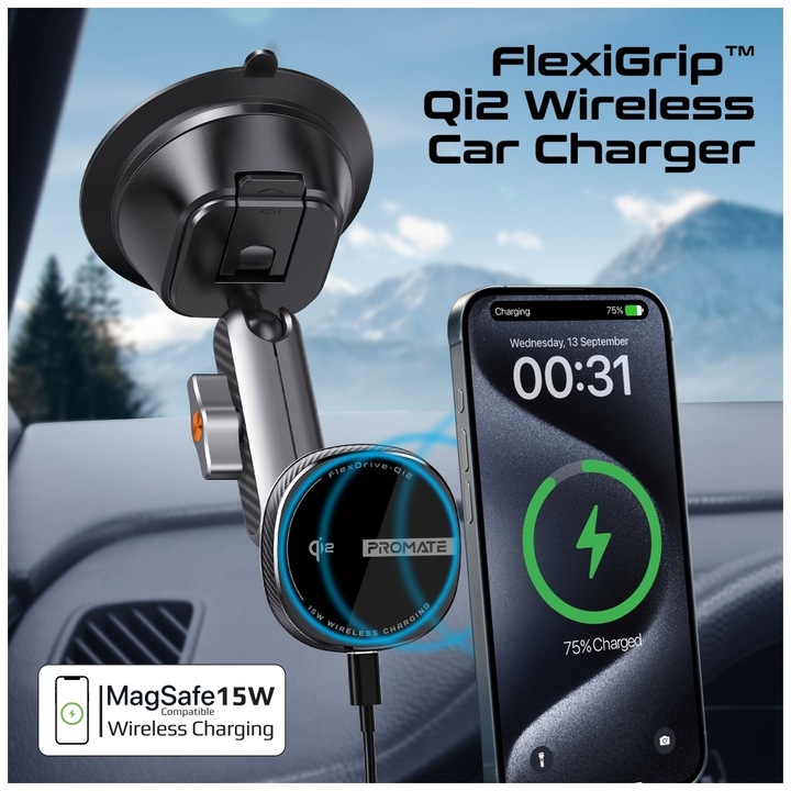 Actual product image ProMate FlexDrive Qi2 smartphone holder