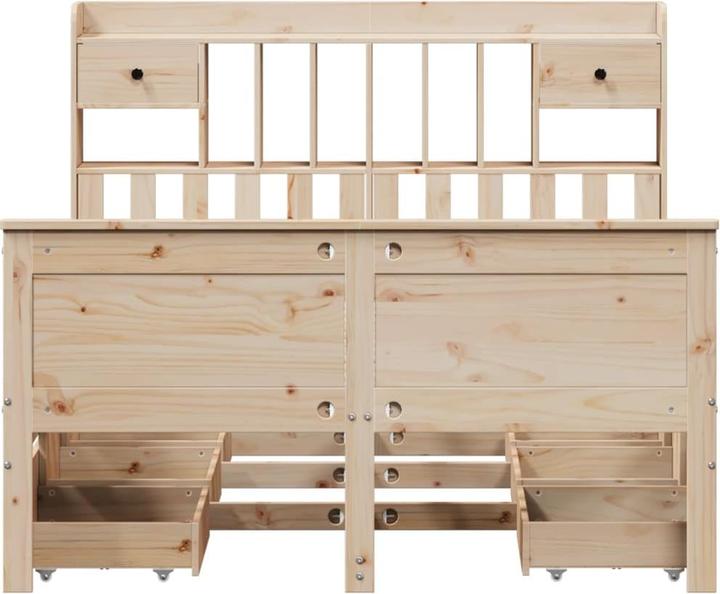 Actual product image vidaXL Solid wood bed Wooden bed Double bed Bed frame White 150x200cm Pine (150 x 200 cm)