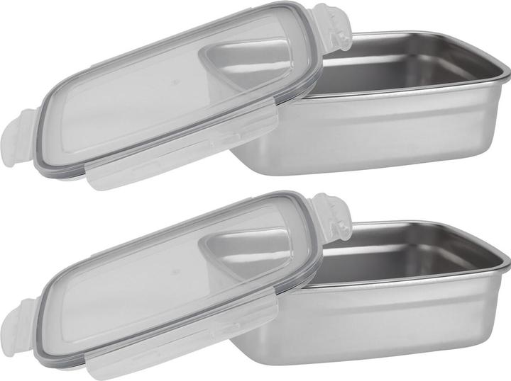 Actual product image Excellent Houseware 2er-Set Frischhaltedose aus Edelstahl mit Kunststoff Clip-Deckel, 1250 ml (1.25 l)