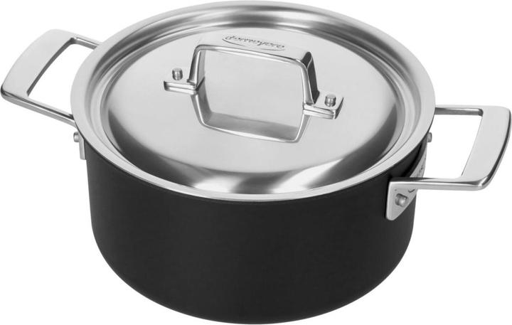 Productafbeelding Demeyere Zwart 5 set van 3: kookpot 18cm + kookpot 20cm + conische sauteuse 20cm (Kookpotten en pannenset, Steelpan, Roestvrij staal)