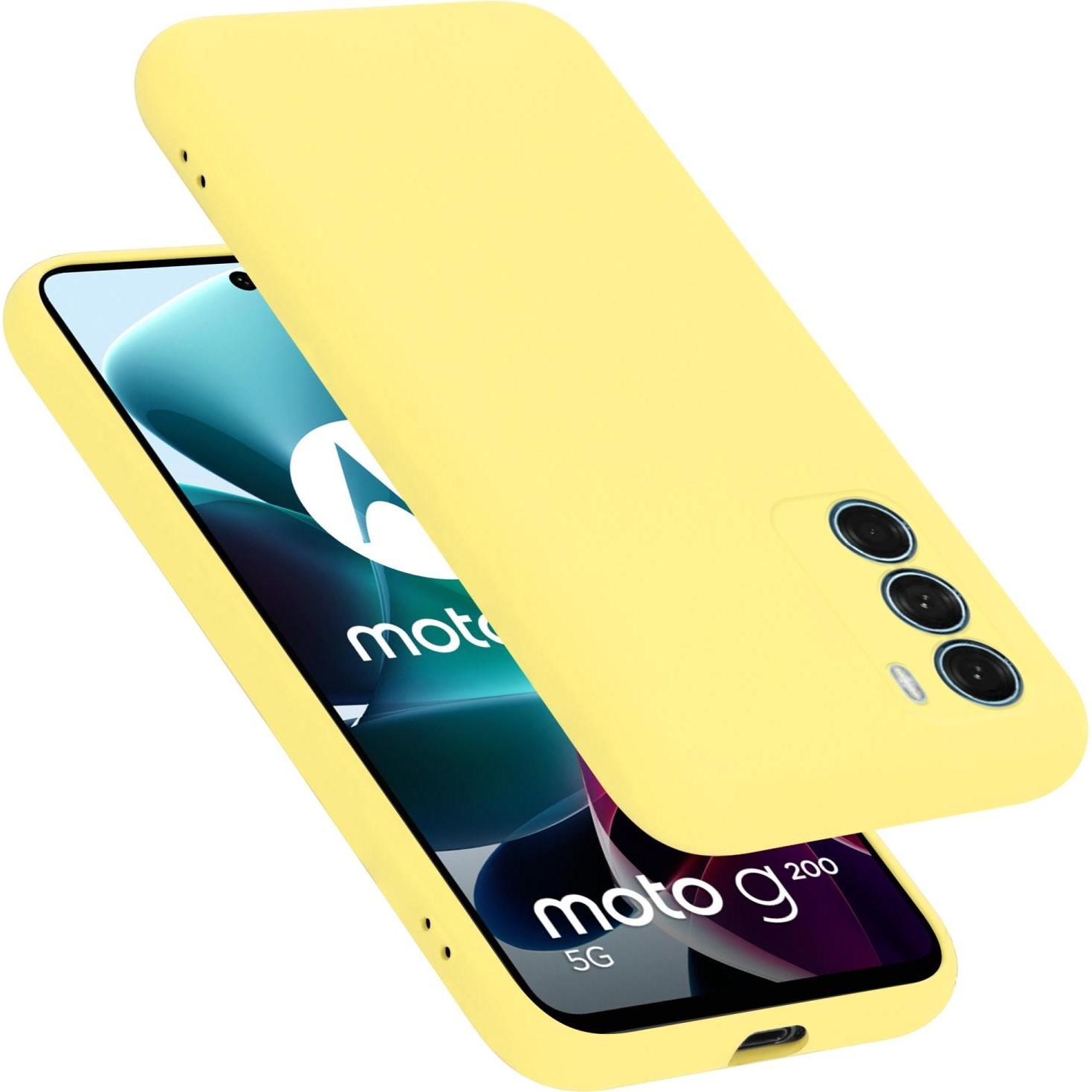 Thumbnail - Cadorabo TPU Liquid Silicone Case Hülle für Motorola MOTO G200 5G (Motorola Moto G200 5G), Smartphone Hülle, Gelb