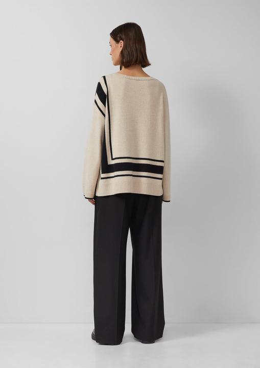 Produktbild s.Oliver Strickpullover Relaxed-Fit-Pullover aus Wollmix mit Streifen-Details (S)