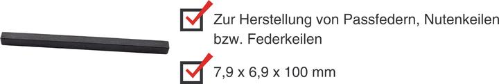 Immagine prodotto Paulimot Passfeder-Rohling 7,9 x 6,9 x 100 mm