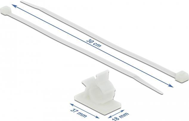 Image du produit Delock Kit de serre-câbles - montage sur table, adapté au montage mural (300 mm, 10 pcs)