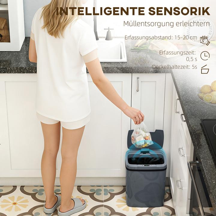 Actual product image Homcom Sensor Mülleimer Kunststoff Grau (15 l)