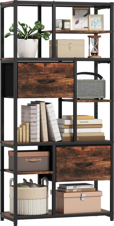 Produktbild Homcom Bücherregal Stahl, Spanplatte Rustikal-Braun
