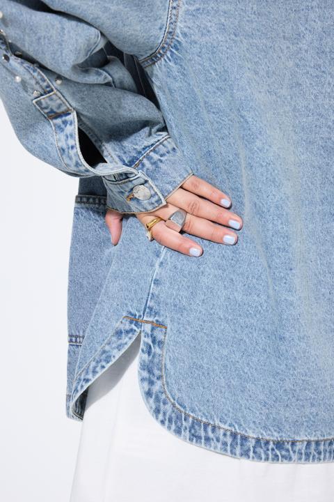 Actual product image Studio Untold Denim jacket, oversized, decorative beads, rhinestones (58)