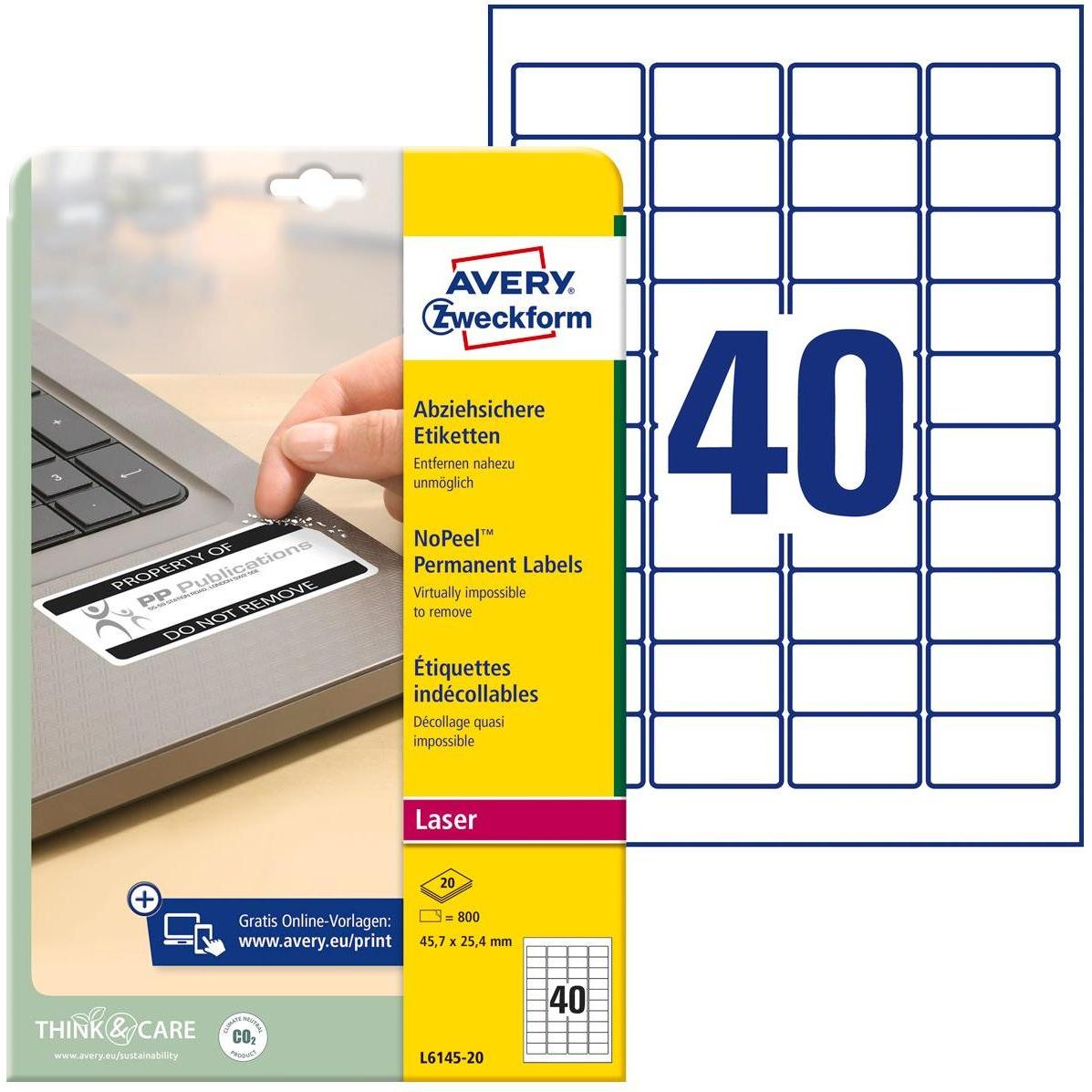 Avery, Etiketten, Abziehsichere Etiketten