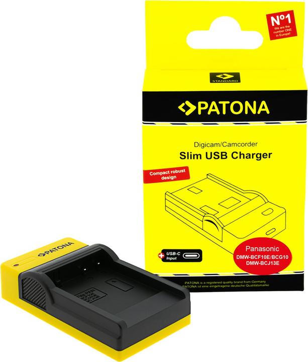 Image du produit Patona Chargeur USB Slim avec entrée USB-C pour Panasonic DMW-BCF10E Lumix DMC-FS7 DMCLX5 DMCLX5 DMC-L (Chargeur de batterie d'appareil photo)