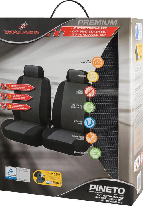 Actual product image Walser Pineto front seat covers, universal car seat covers black-grey