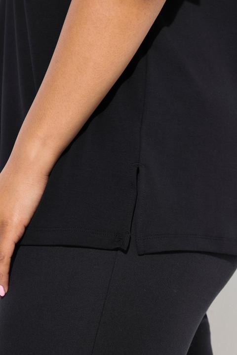 Immagine prodotto Ulla Popken T-shirt dal taglio svasato in cotone Pima con scollo a V e mezze maniche (54)