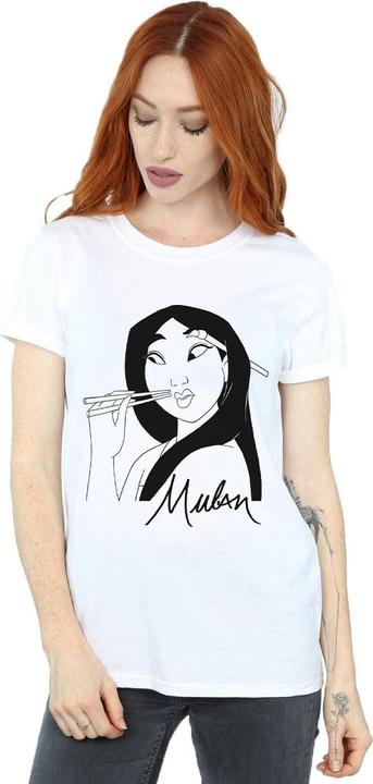 Actual product image Disney Womens/Ladies Mulan Chopsticks Cotton Boyfriend T-Shirt (XL)