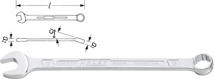 Actual product image HAZET Combination wrench 600N-10 ∙ Outside 12-point traction profile ∙ 10 mm (10 mm)