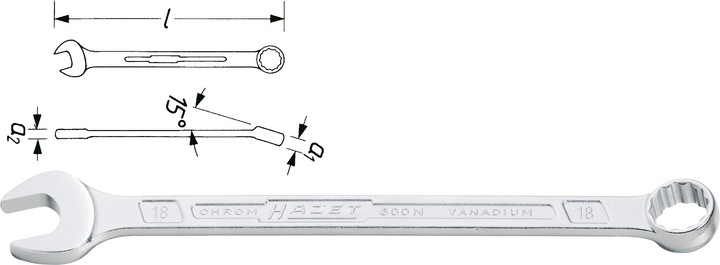 Image du produit HAZET Clé mixte 600N-10 ∙ Profil Traction à 12 pans extérieurs ∙ 10 mm (10 mm)
