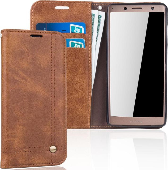 Produktbild König Design Sony Xperia XZ2 Handy Hülle Schutz Tasche Case Flip Cover Wallet Schale Braun (Sony Xperia XZ2)