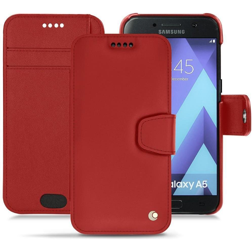 Noreve Lederschutzhülle Wallet (Samsung Galaxy A5 (2017)), Smartphone Hülle, Rot