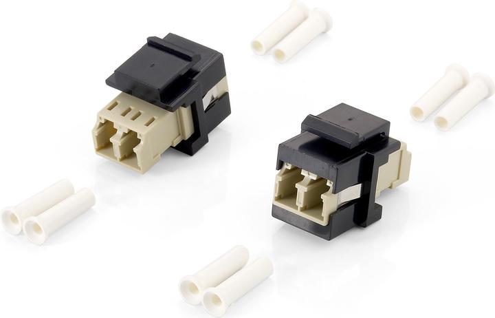 Produktbild equip 1 Set gleich 8 Module Keystone Durchfuehrungsmodul LC duplex inkl. LC duplex Kupplung weiss