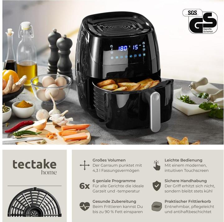 Actual product image tectake Air fryer Yaiza - 4.3 l capacity - Recipes booklet included