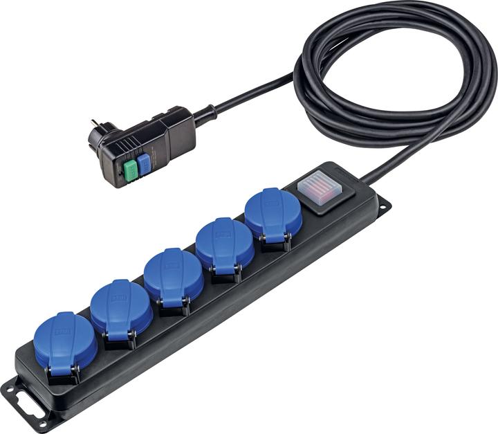 Immagine prodotto Hora eTec AS Schwabe 38604 Cavo di prolunga nero/blu 4,5 m con RCD (38604) (5 x, CEE 7/3, 4.50 m)
