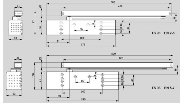 Produktbild Dormakaba Türschliesser TS 93 G Normalmont.BG EN 2-5 weiss 9010 EN 2-5 (Indoor)