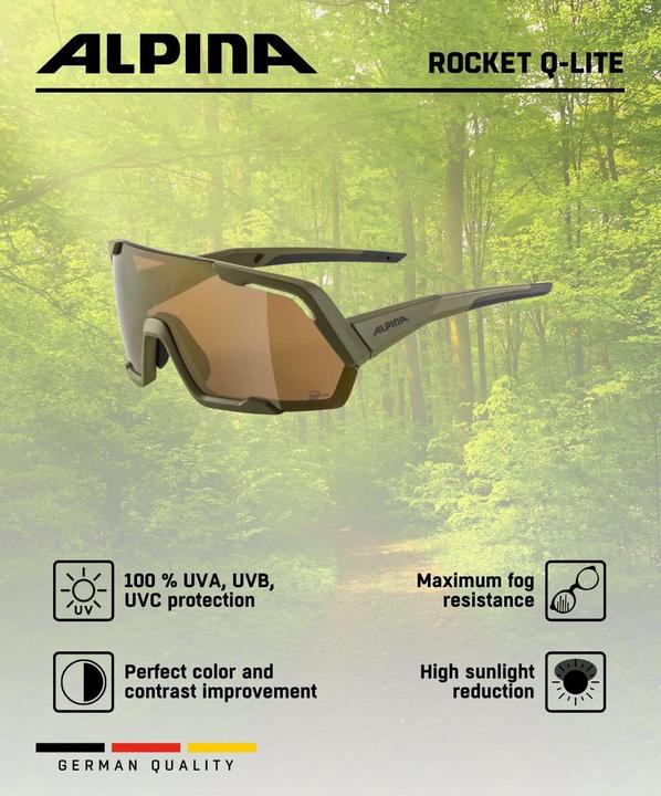 Immagine prodotto ALPINA SPORTS Rocket Q-Lite (Specchio oliva opaco-bronzo, Oro)