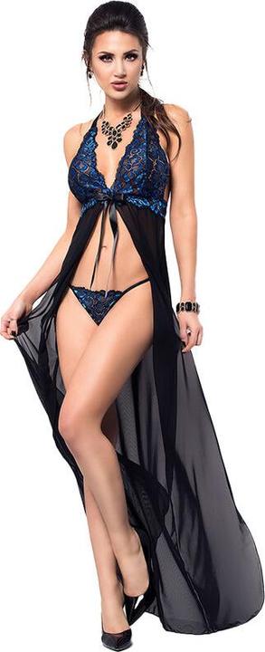 Actual product image Chilirose CR 3856 BABYDOLL LONG BLUE & BLACK L/XL (L, XL)