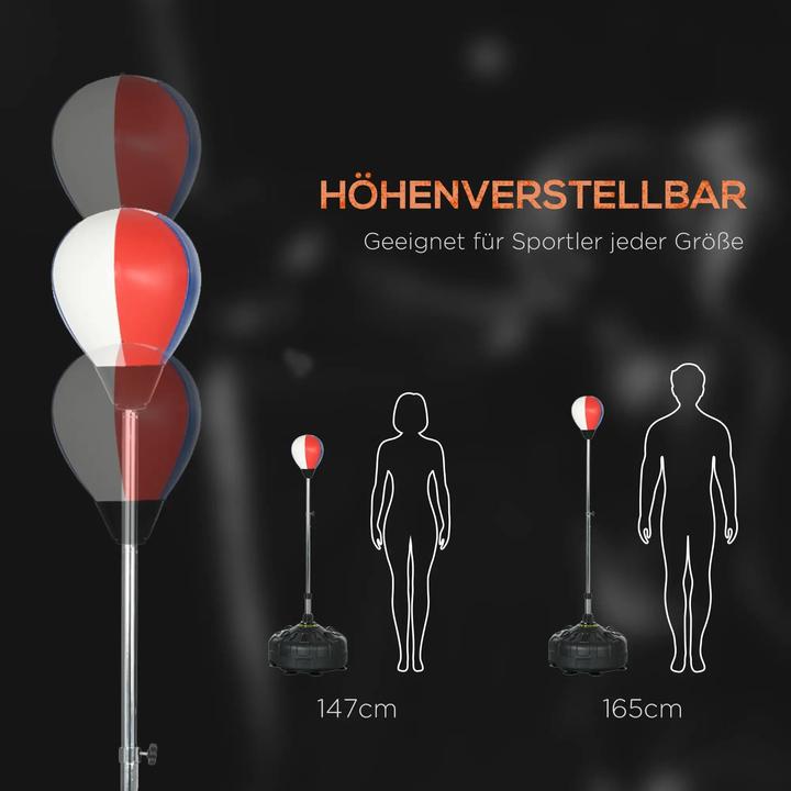 Immagine prodotto Swisshandel24 Punching ball, sacco da boxe 147-165 cm regolabile in altezza, allenatore di boxe stazionario (23 cm)
