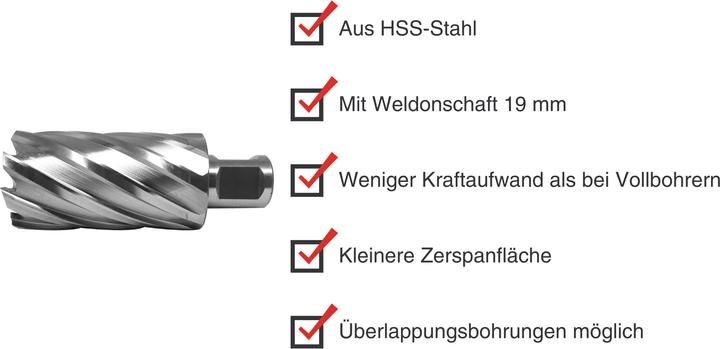 Produktbild Paulimot HSS-Kernbohrer mit Bohrtiefe 55 mm, Ø 35 mm (35 Millimeter)