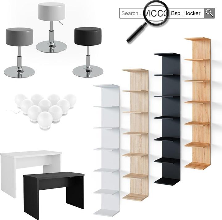 Image du produit Vicco Conrada avec tabouret et éclairage (80 x 36 x 131,5 cm)