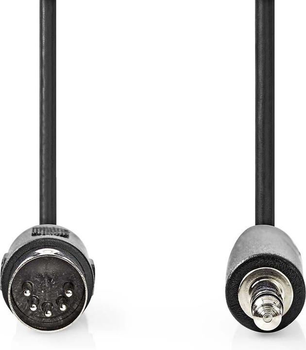 Produktbild Nedis DIN-Audio-Kabel | DIN 5-Pin Stecker | 3.5 mm Stecker | Vernickelt | 1.00 m | Rund | PVC | Schw (1 m, AUX Kabel)